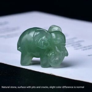 New! Natural Carved Green Adventurine Elephant Courage Stone